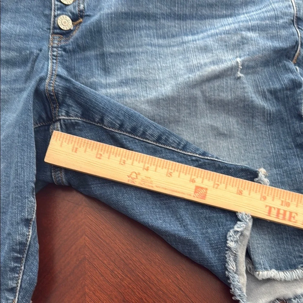 Torrid Blue Distressed jean Shorts stretch 10 inch perfect vintage Bermuda
